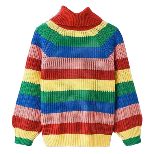 IRIS – Damenpullover mit Regenbogenstreifen