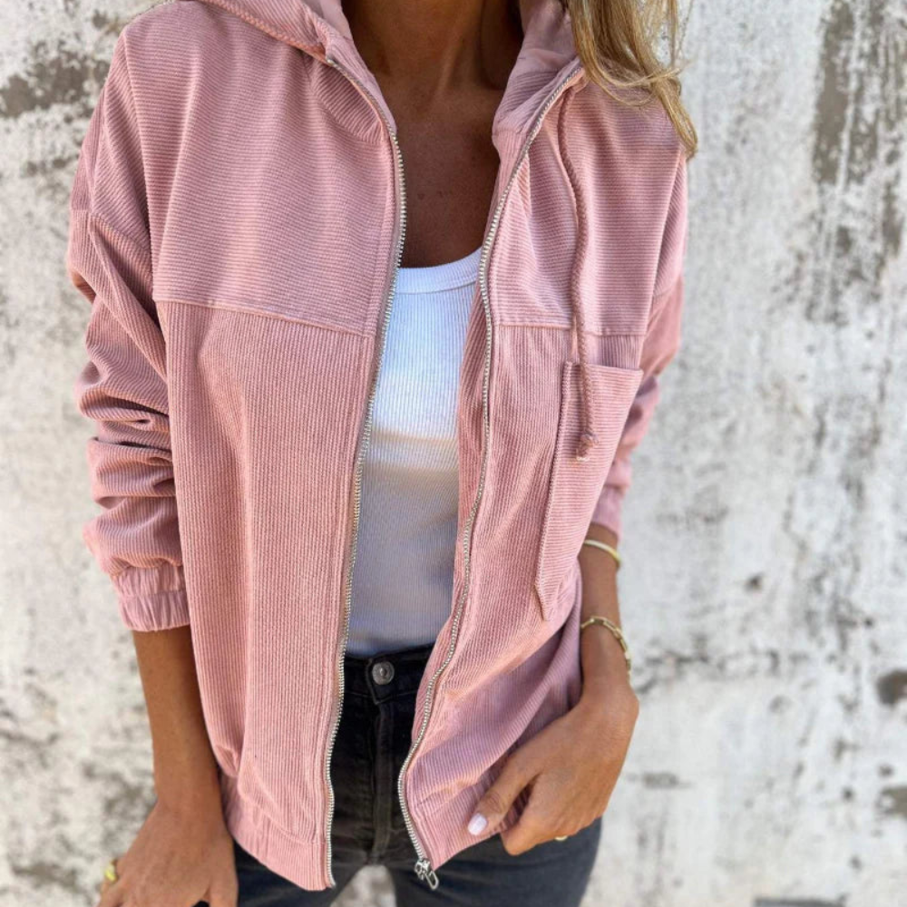 ELINA – Cord-Hoodiejacke mit Reißverschluss für Damen