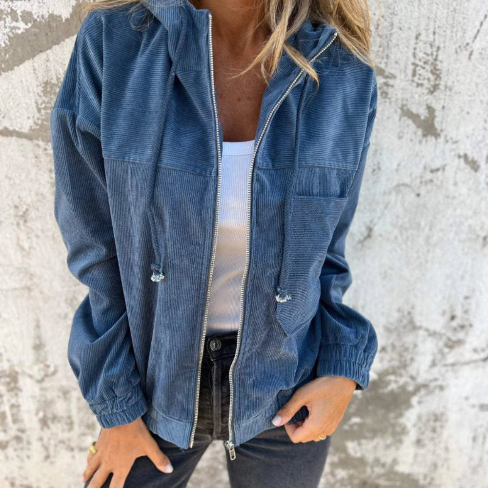 ELINA – Cord-Hoodiejacke mit Reißverschluss für Damen