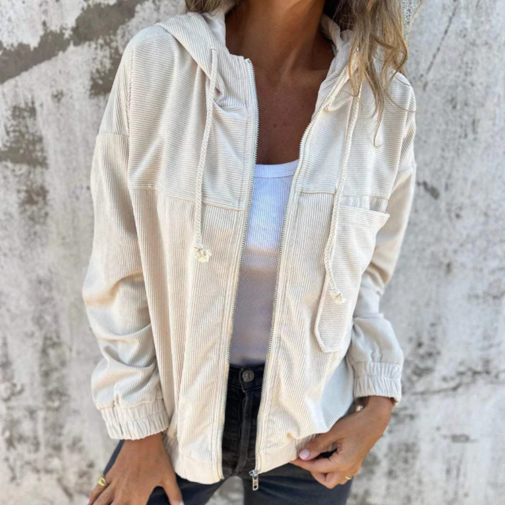ELINA – Cord-Hoodiejacke mit Reißverschluss für Damen