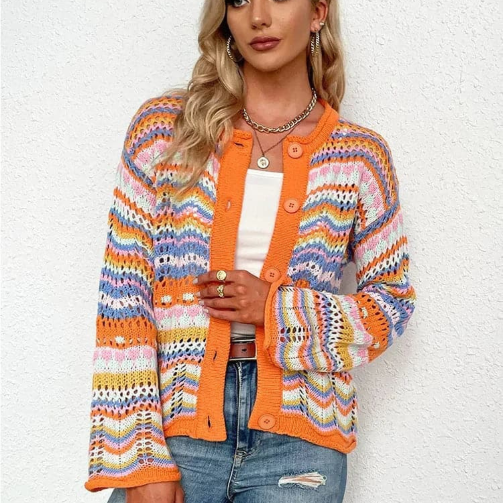 LYNDA – Elegante Damen-Strickjacke mit Knopfverschluss