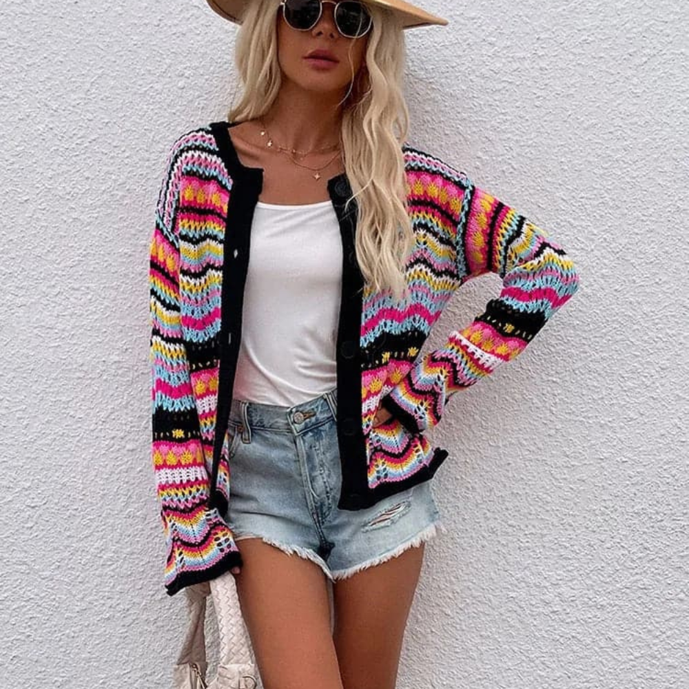 LYNDA – Elegante Damen-Strickjacke mit Knopfverschluss