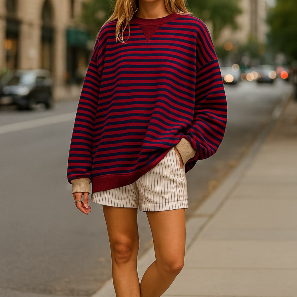 XENDA – Lässiger gestreifter Damen-Freizeitpullover für stilvollen Komfort