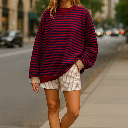 XENDA – Lässiger gestreifter Damen-Freizeitpullover für stilvollen Komfort