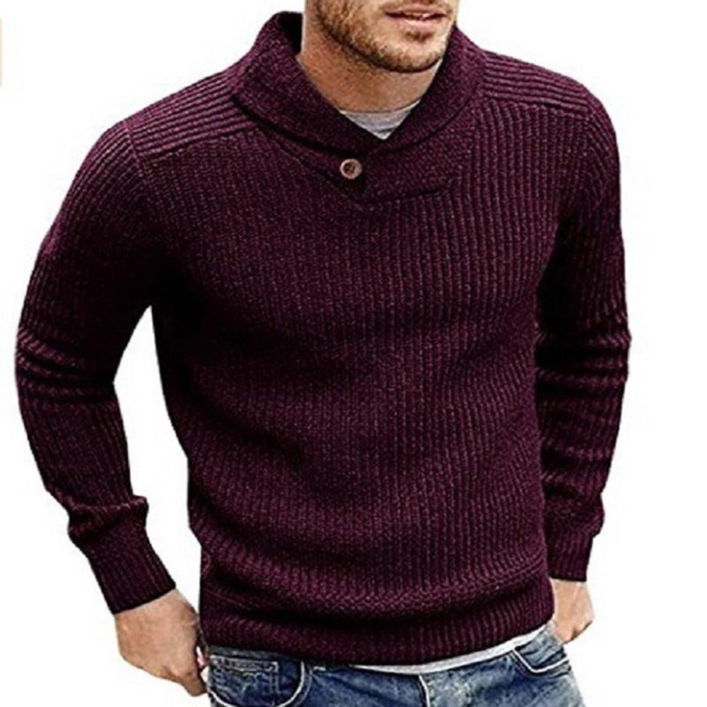 NATEO – Eleganter Herren-Strickpullover mit Schalkragen für Frühling und Übergangszeit