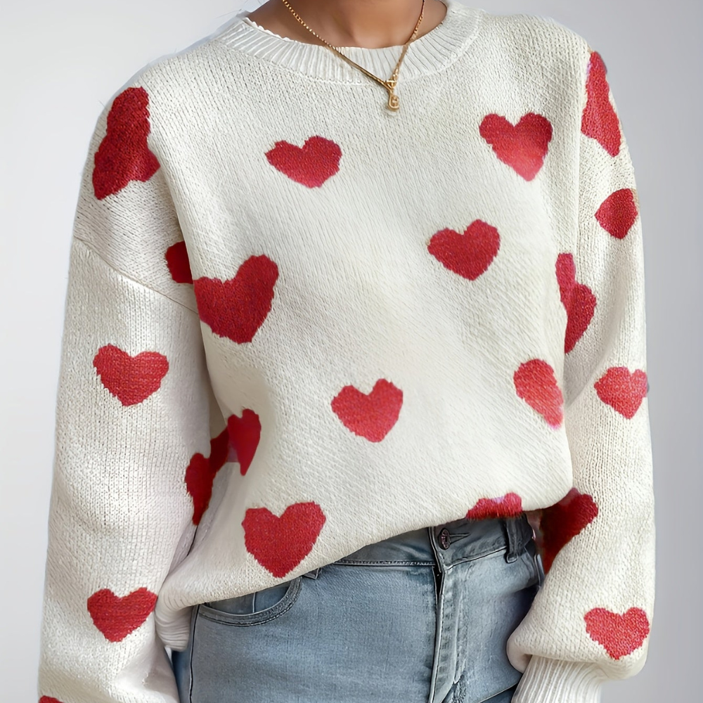 Ameliene – Pullover Kuschelig mit Herzchen-Muster