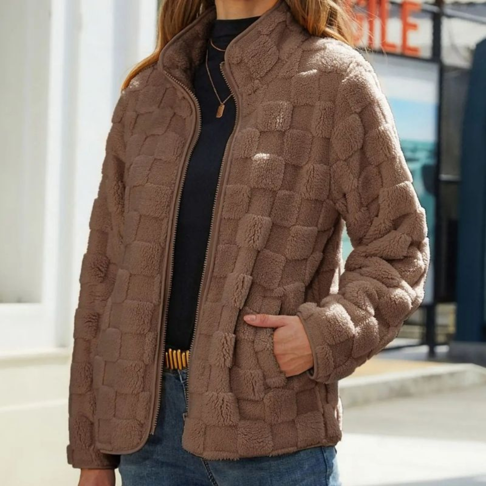 LOTTE | Flauschige Fleece-Jacke mit Stehkragen und Reißverschluss