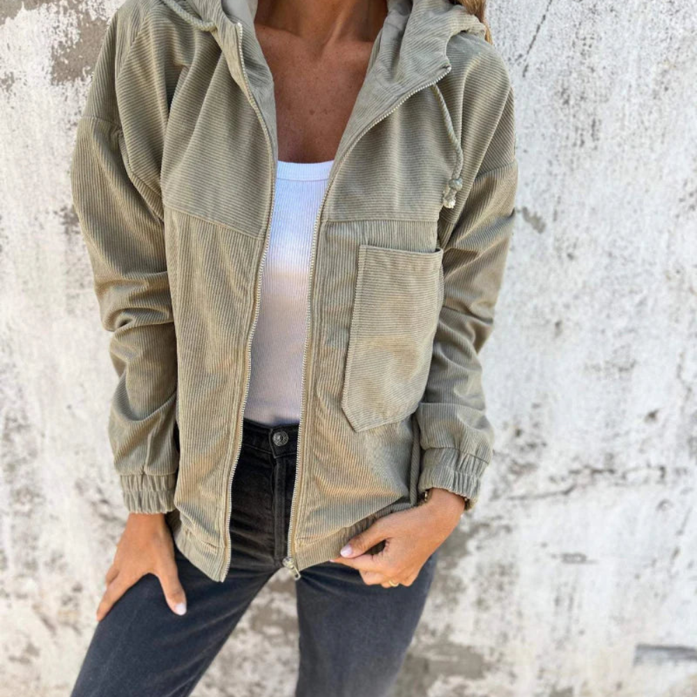 ELINA – Cord-Hoodiejacke mit Reißverschluss für Damen