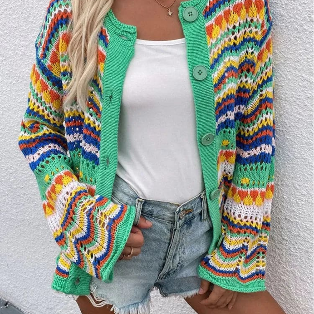 LYNDA – Elegante Damen-Strickjacke mit Knopfverschluss