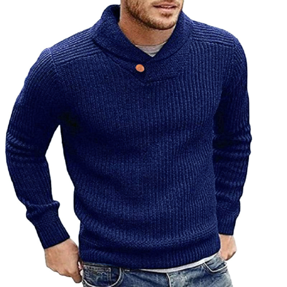 NATEO – Eleganter Herren-Strickpullover mit Schalkragen für Frühling und Übergangszeit