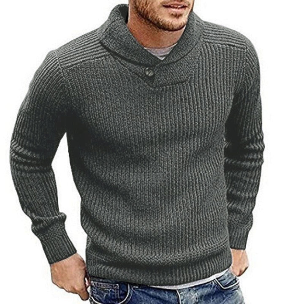 NATEO – Eleganter Herren-Strickpullover mit Schalkragen für Frühling und Übergangszeit