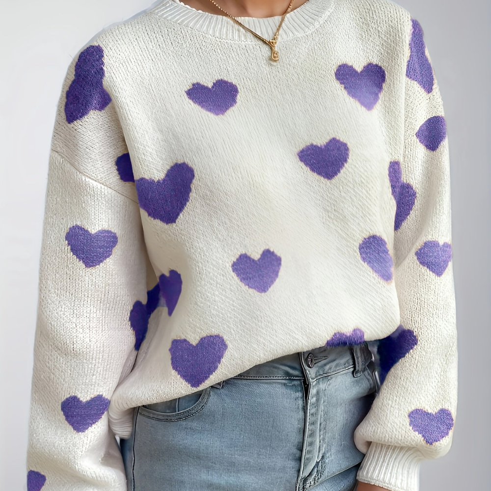Ameliene – Pullover Kuschelig mit Herzchen-Muster