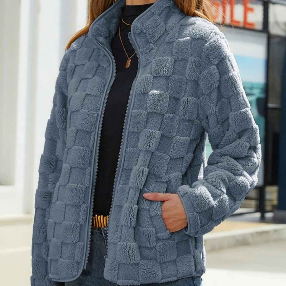 LOTTE | Flauschige Fleece-Jacke mit Stehkragen und Reißverschluss